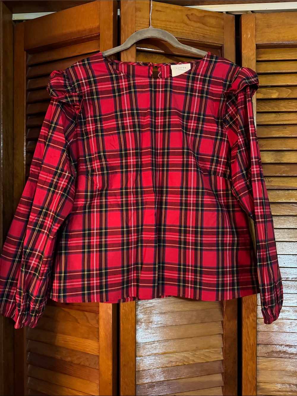 Harper Red Plaid Puff-Sleeve Blouse